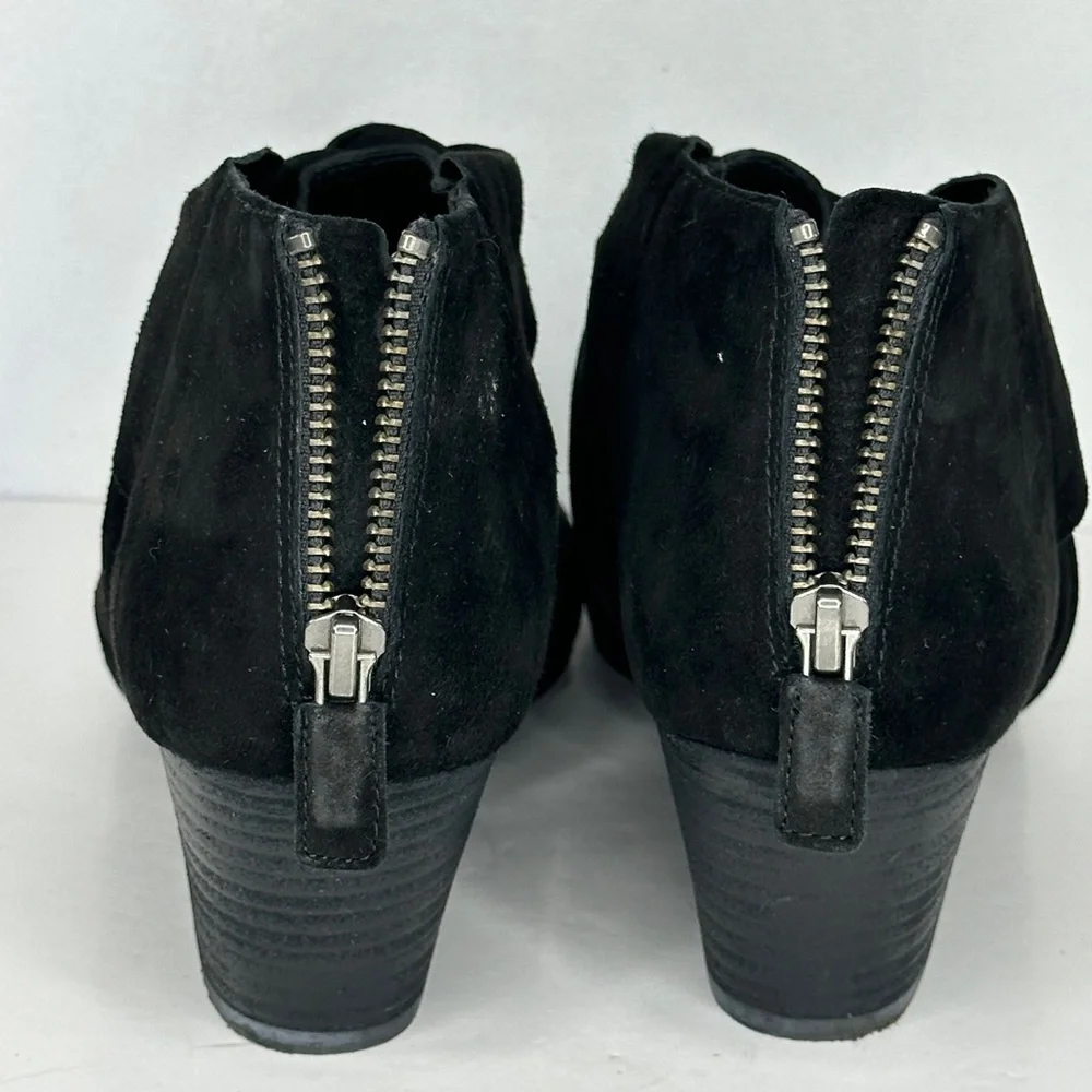 Eileen Fisher Anise Suede Booties Twist‎ Knot Open Toe Pumps Dark Romantic Sz 8